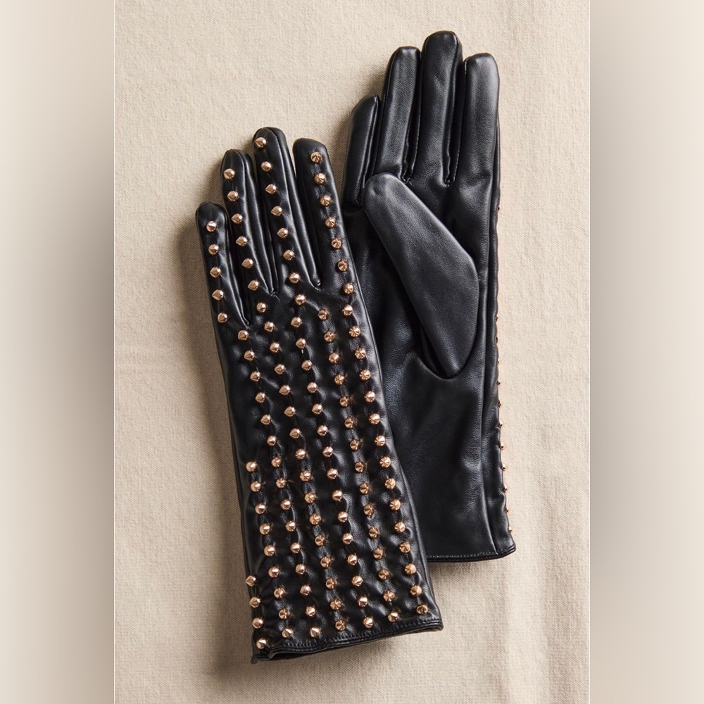 Free people all over studded faux leather gloves